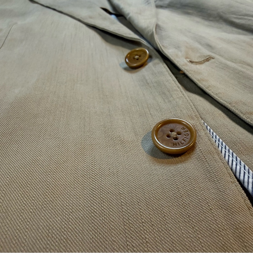 Tommy Hilfiger Jacket Mens 42R Solid Light Brown Sport Coat Cotton Blazer Preppy